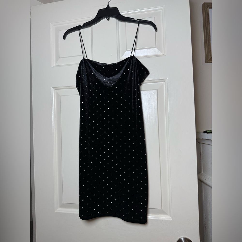H&M Rhinestone-Embellished Black Mini Dress‎
